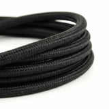 Cable eléctrico textil negro - foto de producto sobre fondo blanco 1