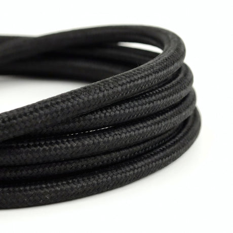 Cable eléctrico textil negro - foto de producto sobre fondo blanco 1