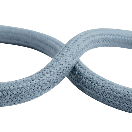 Cable textil redondo de algodón – Azul océano, rollo en primer plano