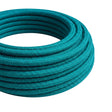 Cable textil redondo de algodón – Cerúleo, rollo en primer plano