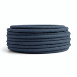 Cable textil redondo de algodón – Gris piedra, rollo visto de perfil