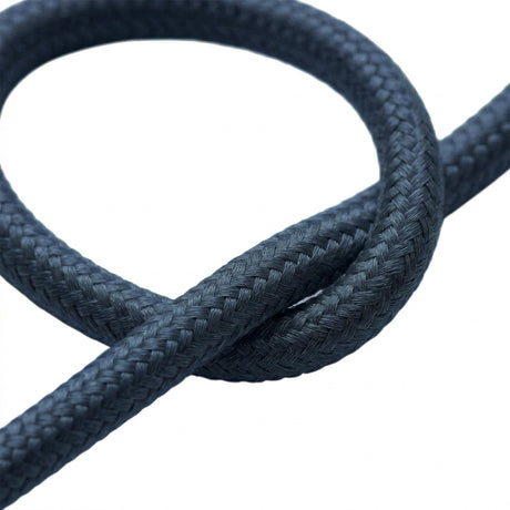 Cable textil redondo de algodón – Gris piedra, detalle del trenzado