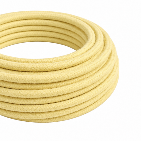 Cable eléctrico textil redondo, algodón amarillo pastel — vista 1