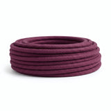 Cable textil redondo de algodón – Vino tinto, rollo visto de perfil