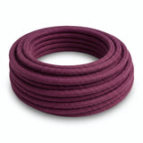 Cable textil redondo de algodón – Vino tinto, rollo visto de tres cuartos