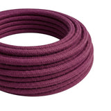 Cable textil redondo de algodón – Vino tinto, rollo en primer plano