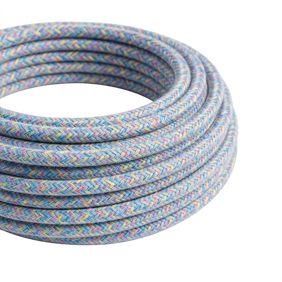 Cable textil redondo de algodón – Lollipop, rollo en primer plano