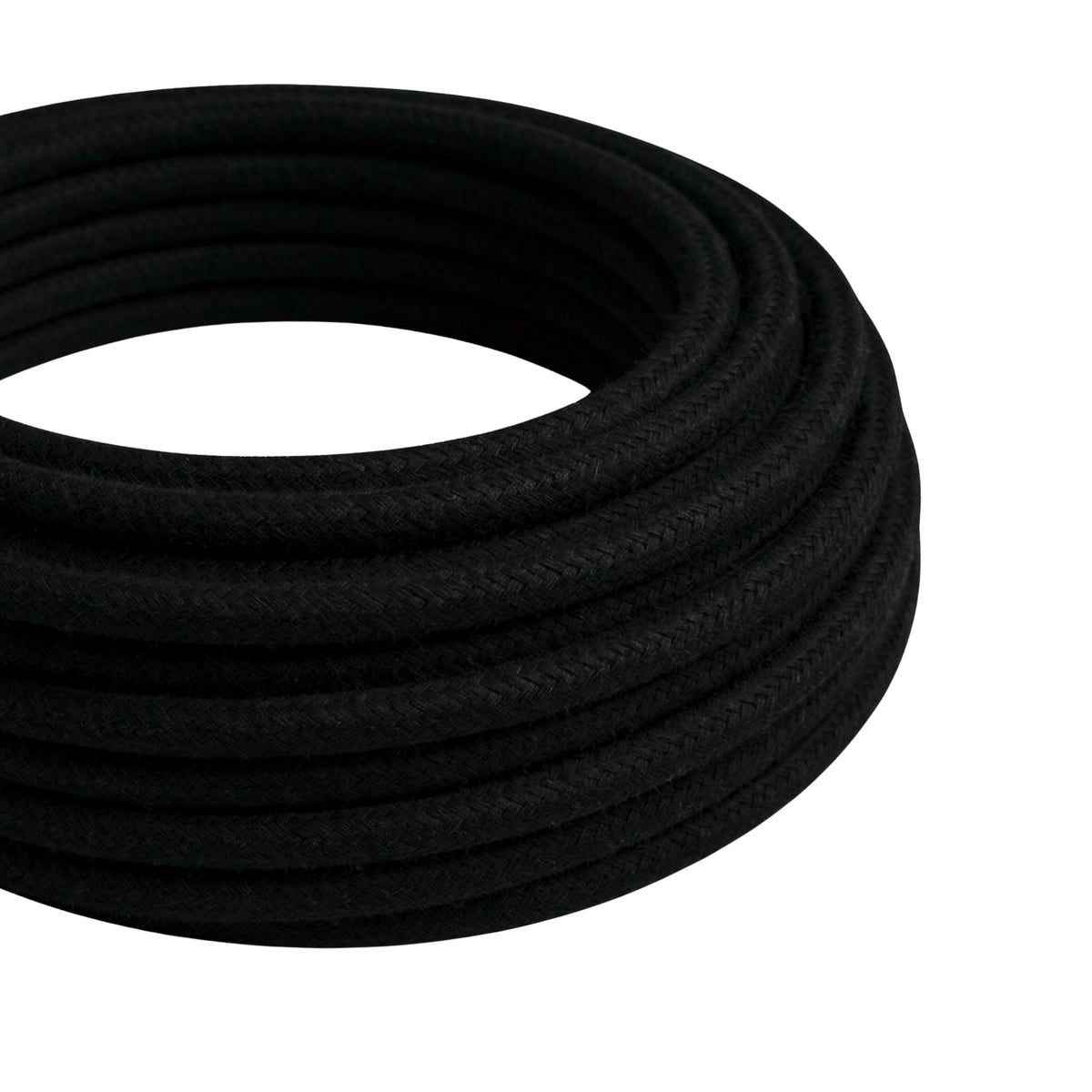Cable textil redondo de algodón – Negro carbón