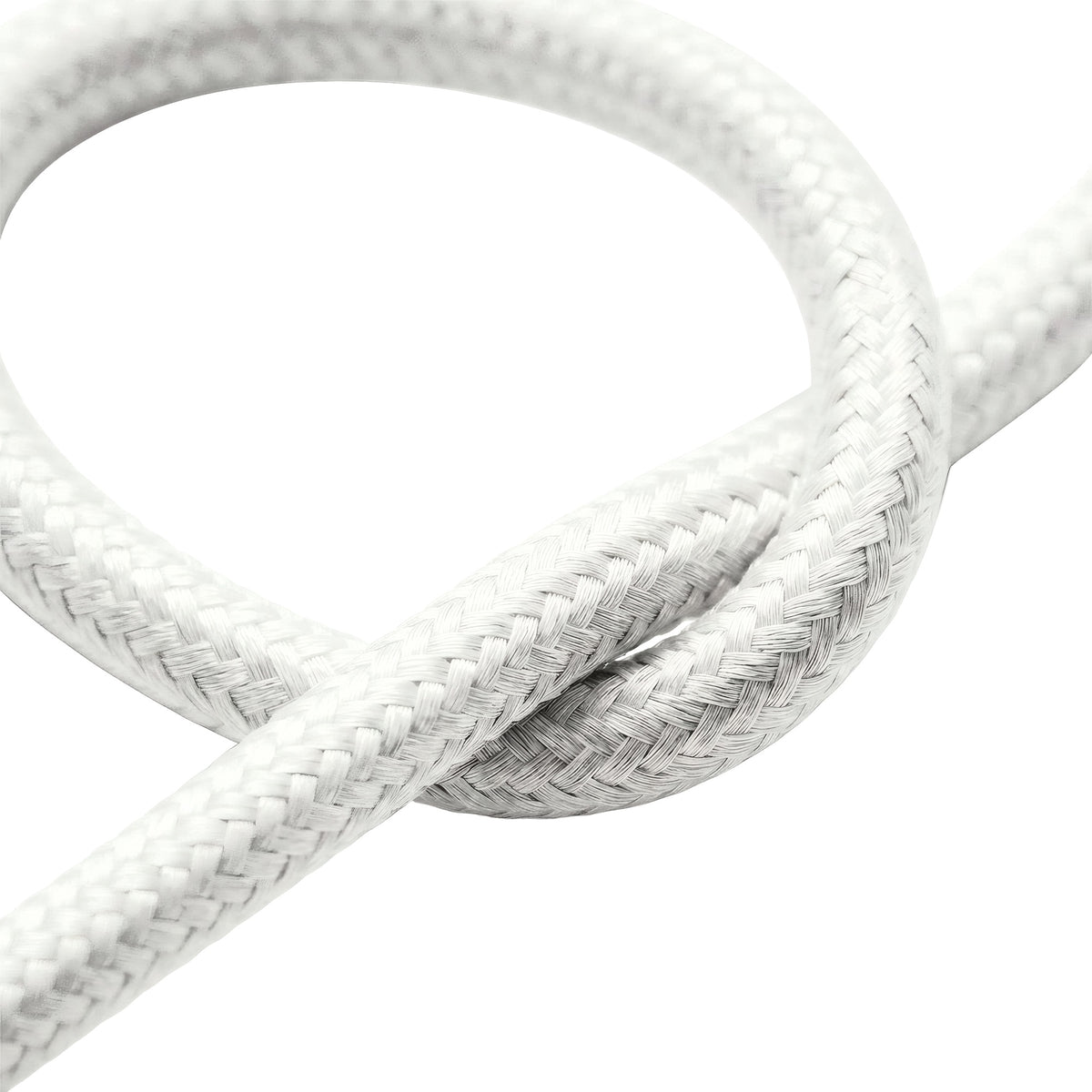 Cable textil redondo efecto seda – Blanco óptico