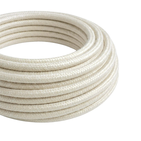 Cable textil redondo efecto seda – Blanco perla