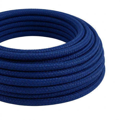 Cable textil redondo efecto seda – Azul clásico