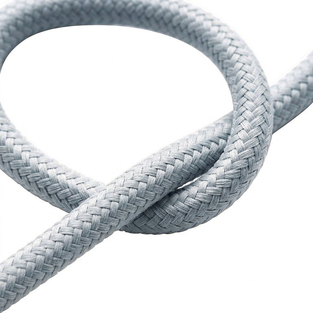 Cable textil redondo efecto seda – Azul gris claro