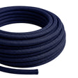 Cable textil redondo efecto seda – Azul profundo