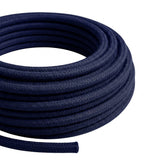 Cable textil redondo efecto seda – Azul profundo