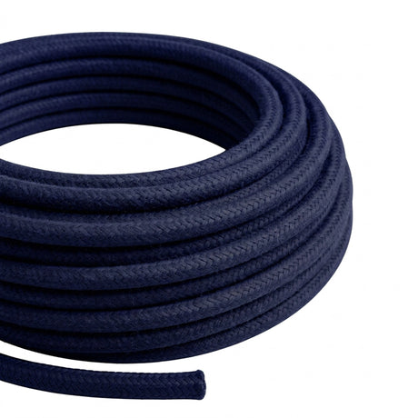 Cable textil redondo efecto seda – Azul profundo