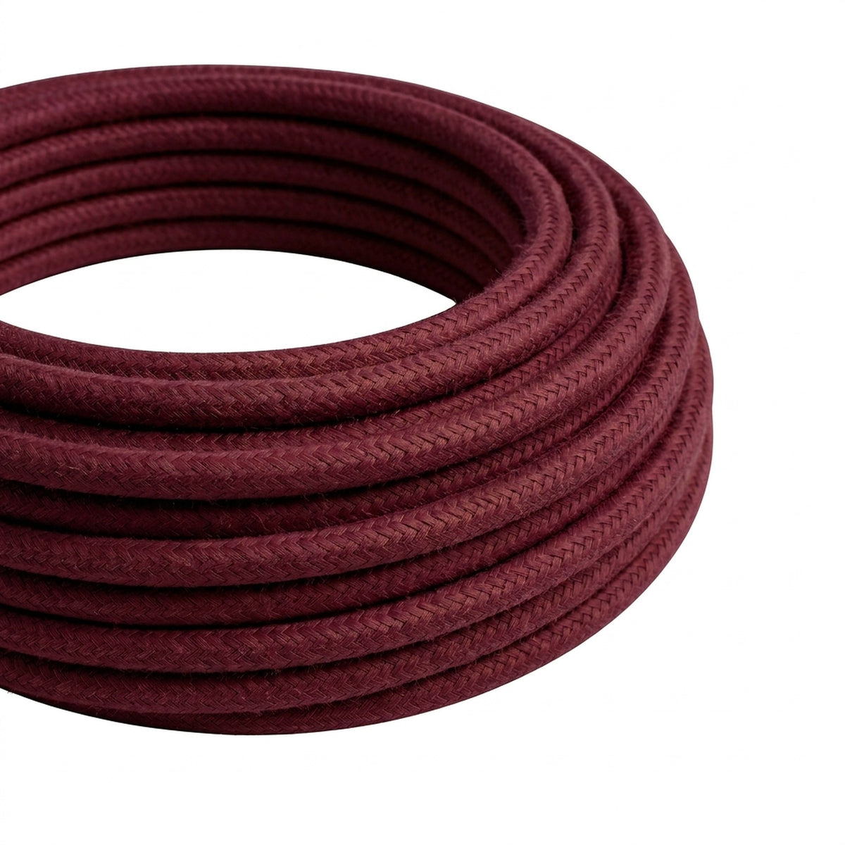 Cable textil redondo efecto seda – Burdeos