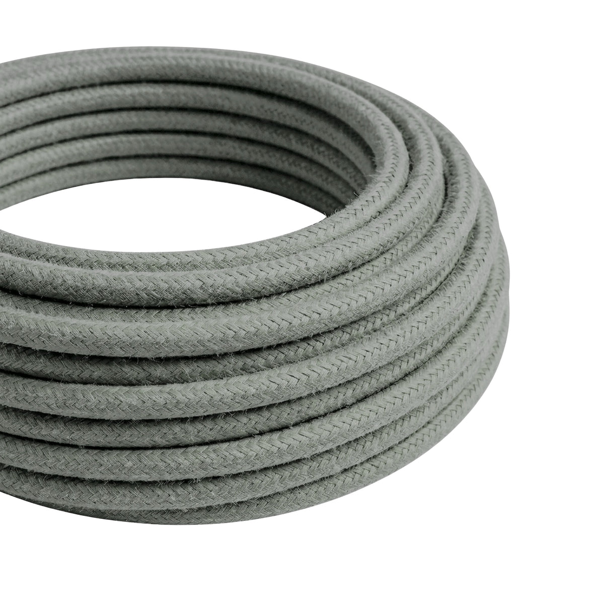 Cable textil redondo efecto seda – Gris humo