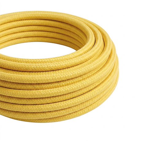Cable textil redondo efecto seda – Amarillo maíz