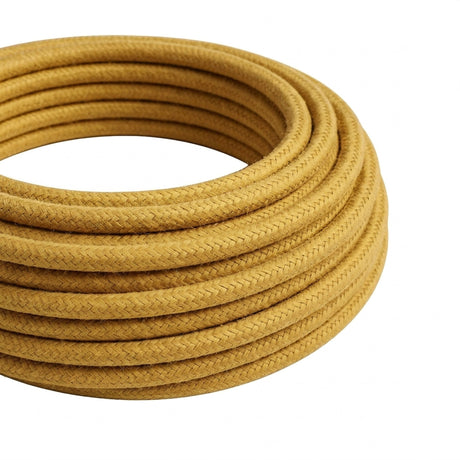 Cable textil redondo efecto seda – Amarillo mostaza