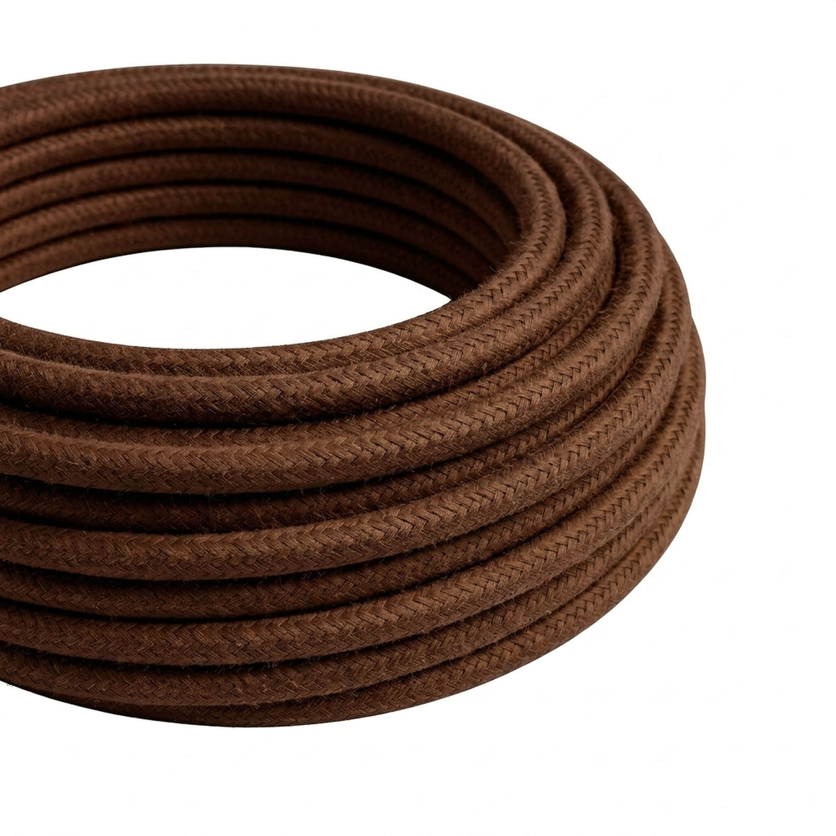 Cable textil redondo efecto seda – Marrón espresso