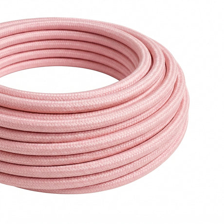 Cable textil redondo efecto seda – Rosa pálido