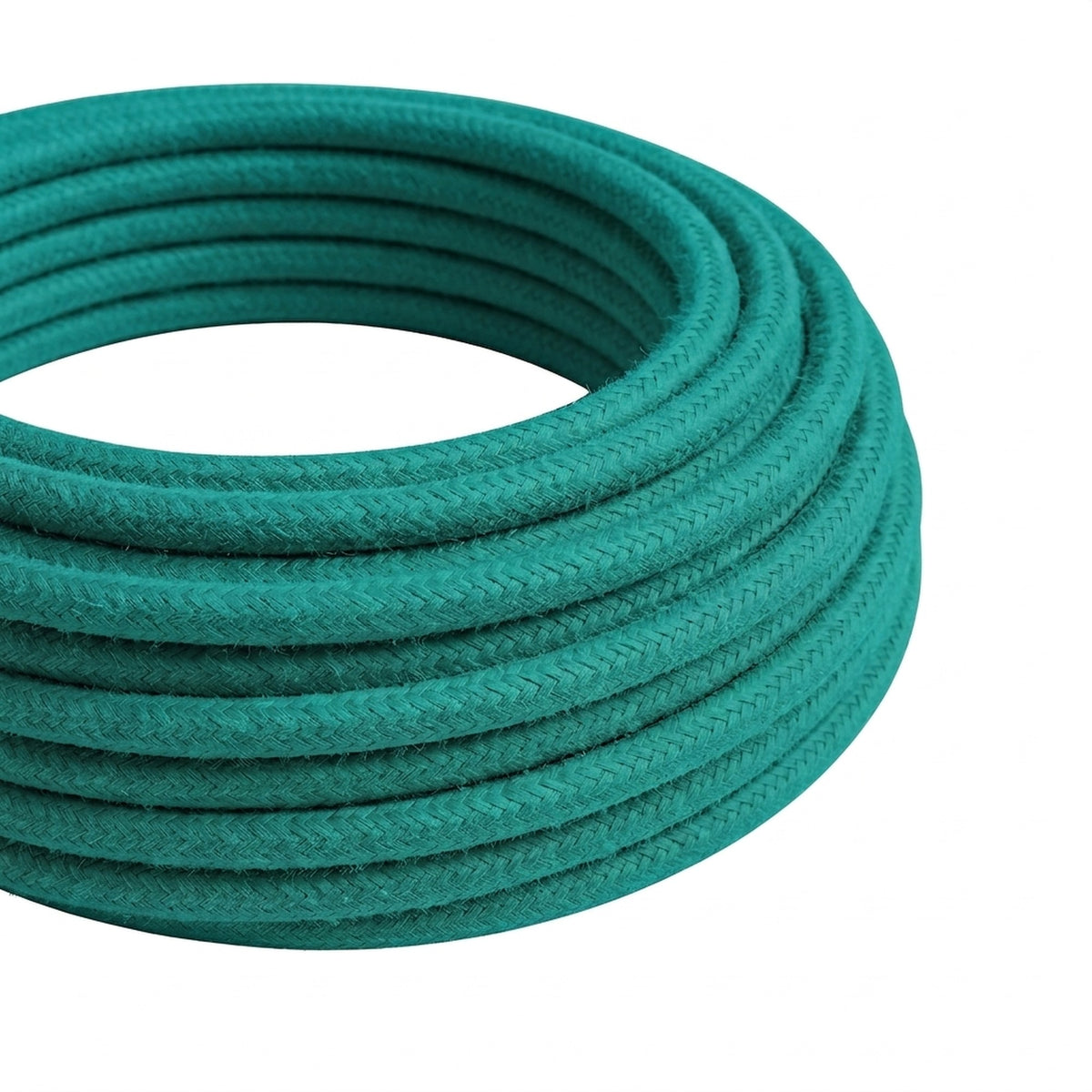 Cable textil redondo efecto seda – Turquesa