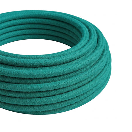 Cable textil redondo efecto seda – Turquesa