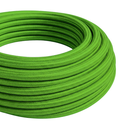 Cable textil redondo efecto seda – Verde lima