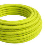 Cable textil redondo efecto seda flúor – Amarillo