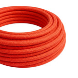 Cable textil redondo efecto seda flúor – Naranja