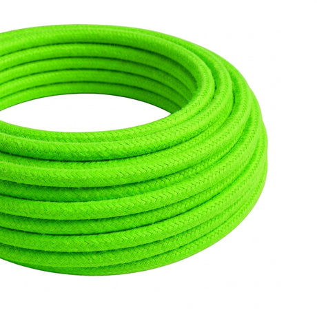Cable textil redondo efecto seda flúor – Verde