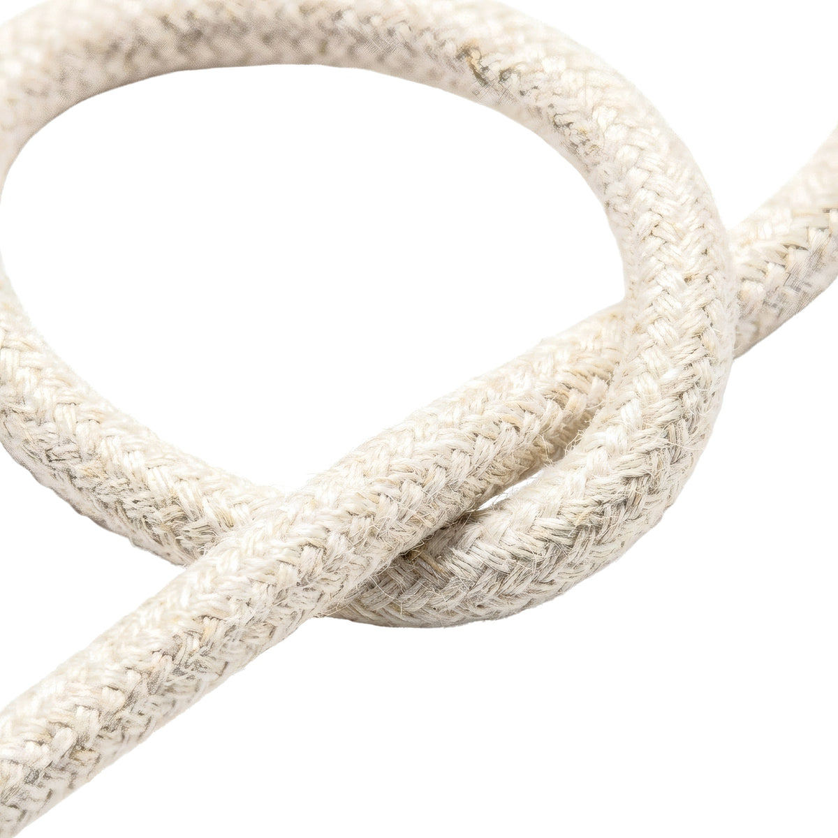 Cable textil redondo de lino natural – Blanco