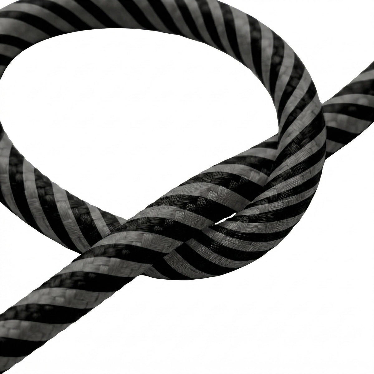 Cable textil rayado efecto seda – Grafito y negro carbón