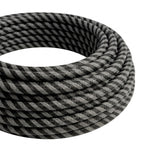 Cable textil rayado efecto seda – Grafito y negro carbón