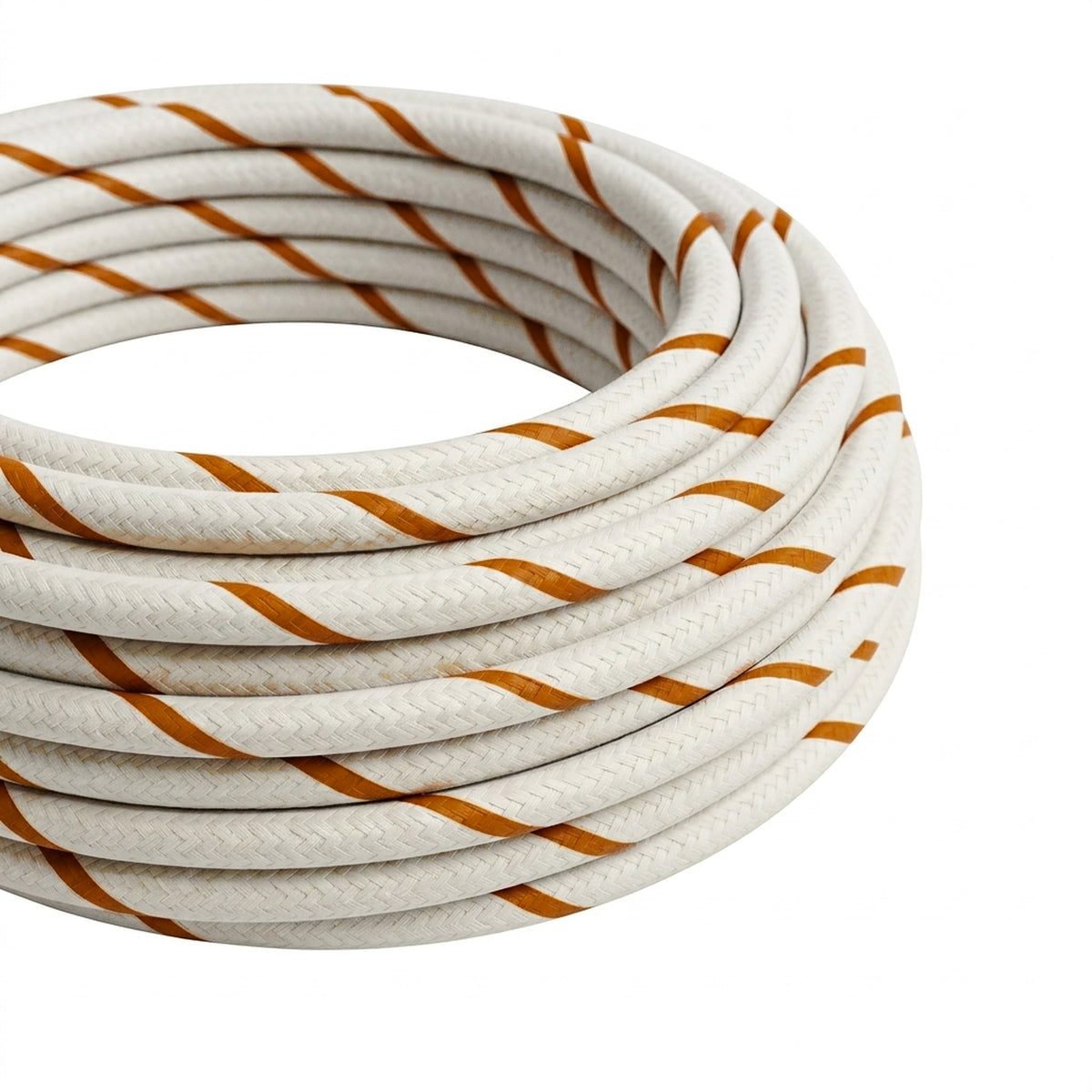 Cable textil redondo rayado efecto seda – Espuma de cerveza
