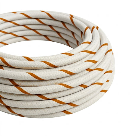 Cable textil redondo rayado efecto seda – Espuma de cerveza