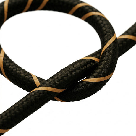 Cable textil redondo rayado efecto seda – Negro y oro