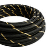 Cable textil redondo rayado efecto seda – Negro y oro