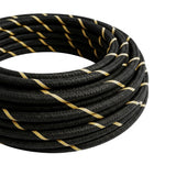 Cable textil redondo rayado efecto seda – Negro y oro