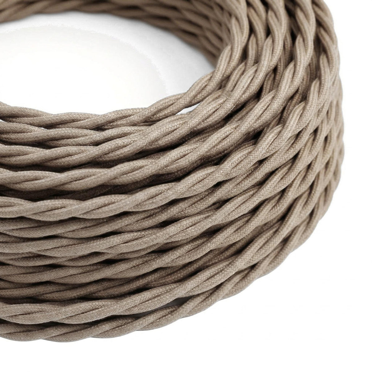 Cable textil trenzado de algodón – Gris tórtola