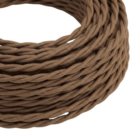 Cable textil trenzado de algodón – Marrón espresso
