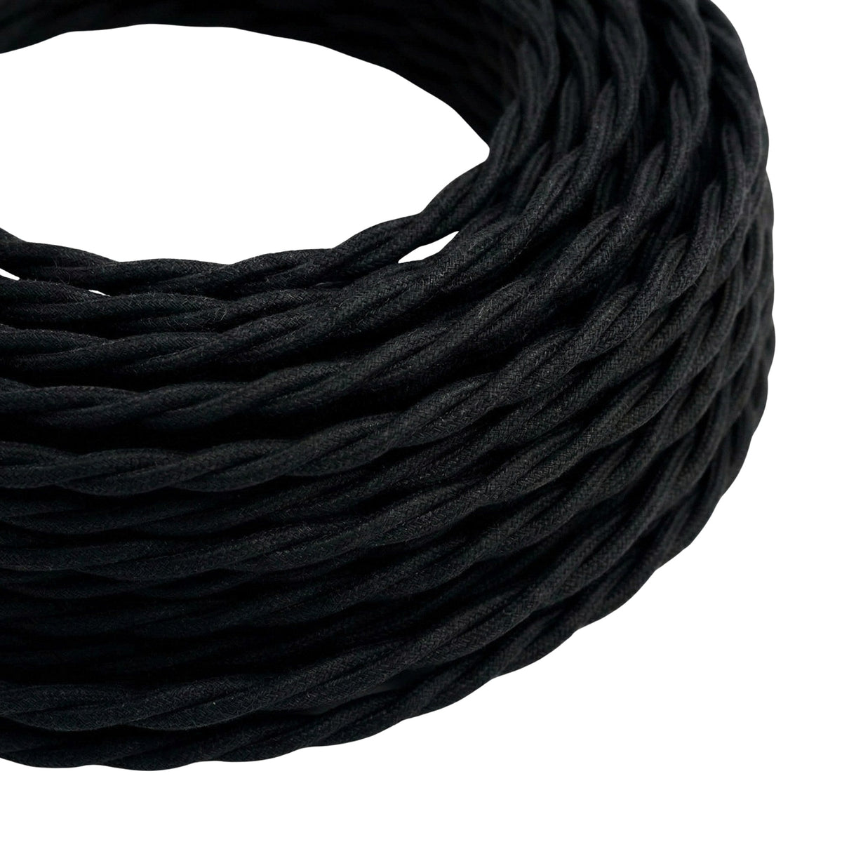 Cable textil trenzado de algodón – Negro carbón