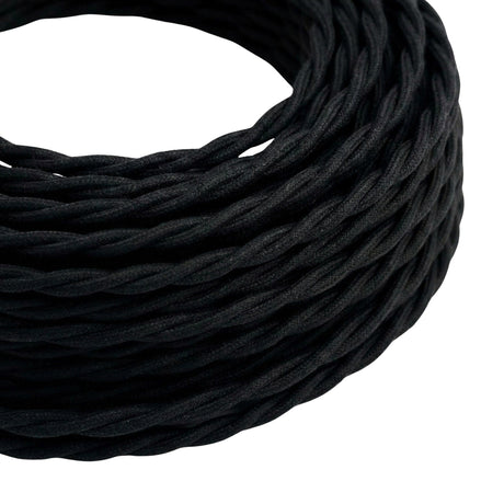 Cable textil trenzado de algodón – Negro carbón