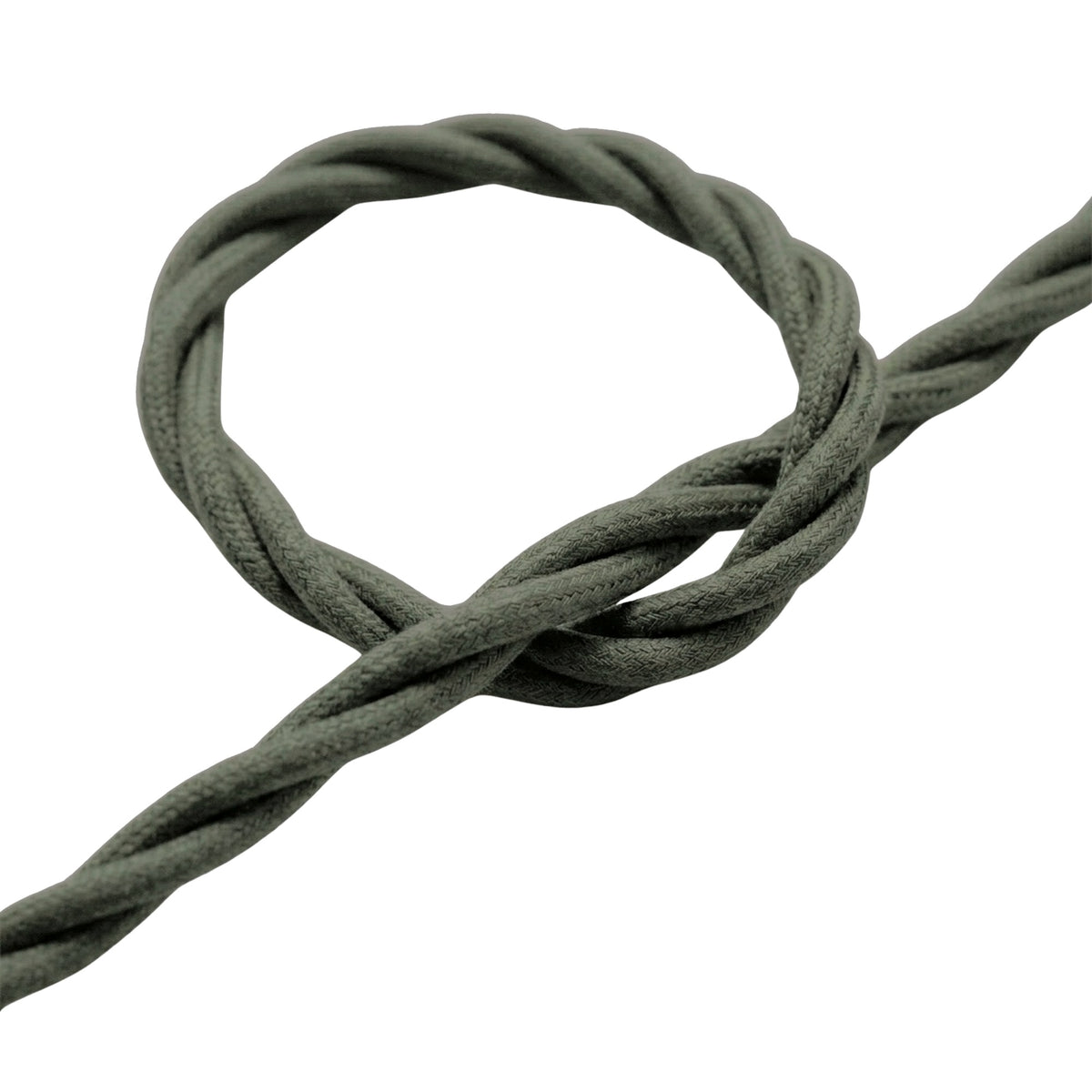 Cable textil trenzado de algodón – Verde salvia