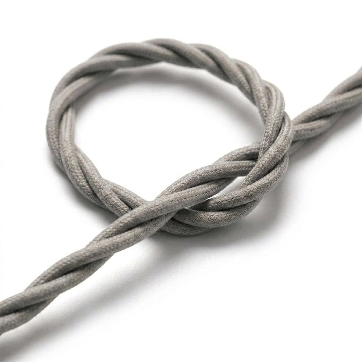 Cable textil trenzado efecto seda – Plateado