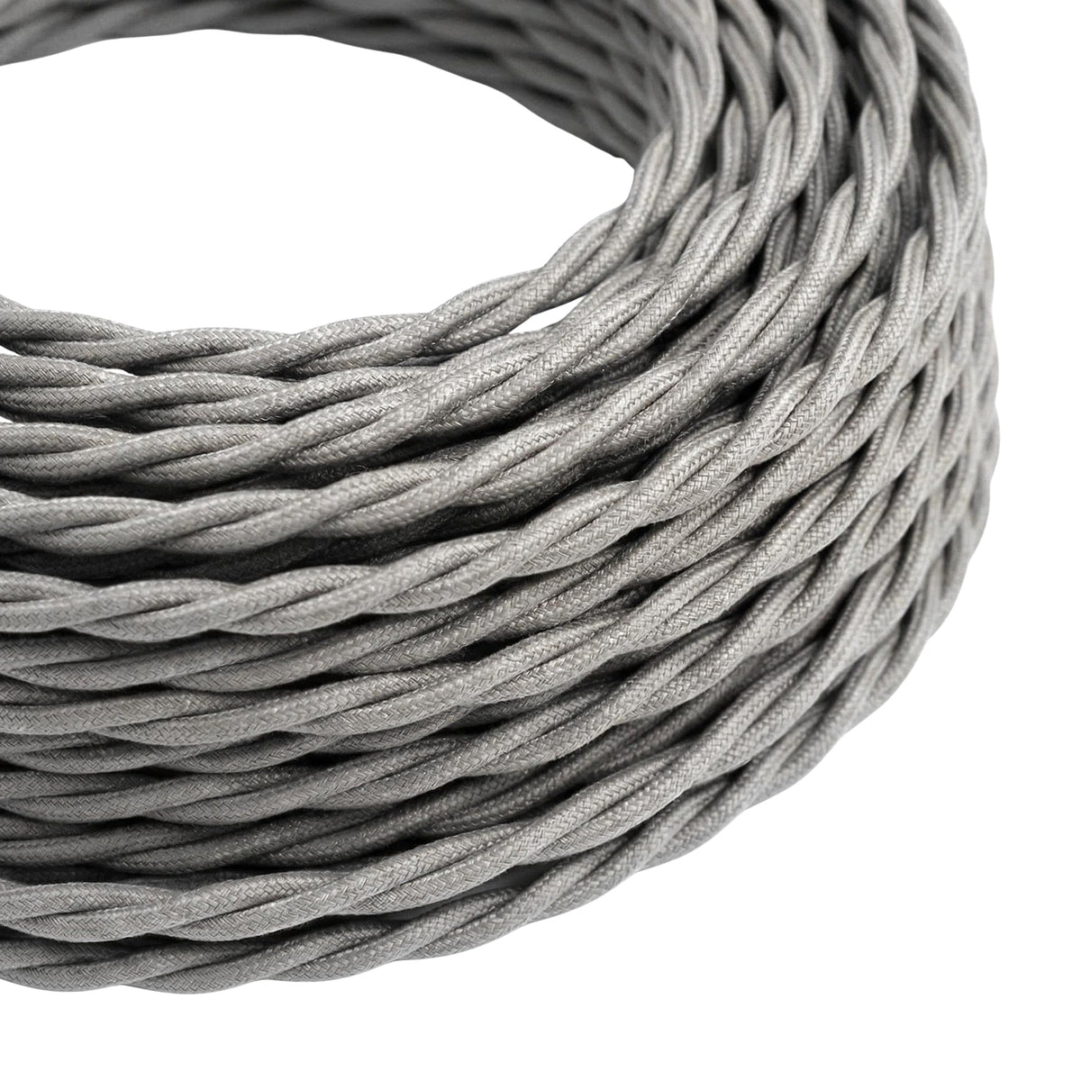 Cable textil trenzado efecto seda – Plateado