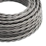 Cable textil trenzado efecto seda – Plateado