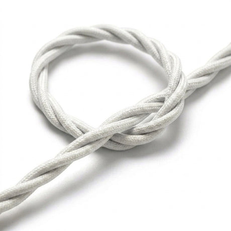Cable textil trenzado efecto seda – Blanco óptico