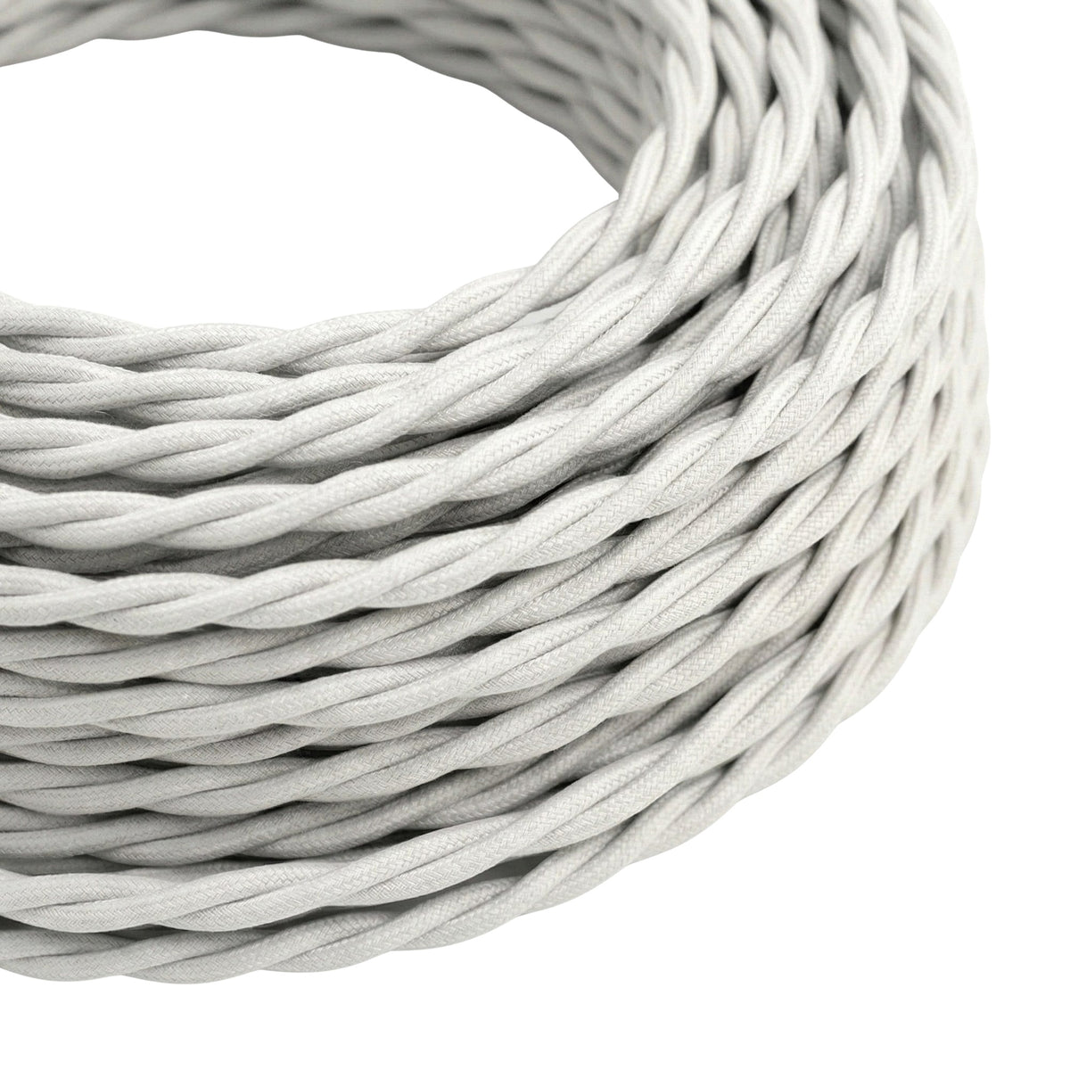Cable textil trenzado efecto seda – Blanco óptico