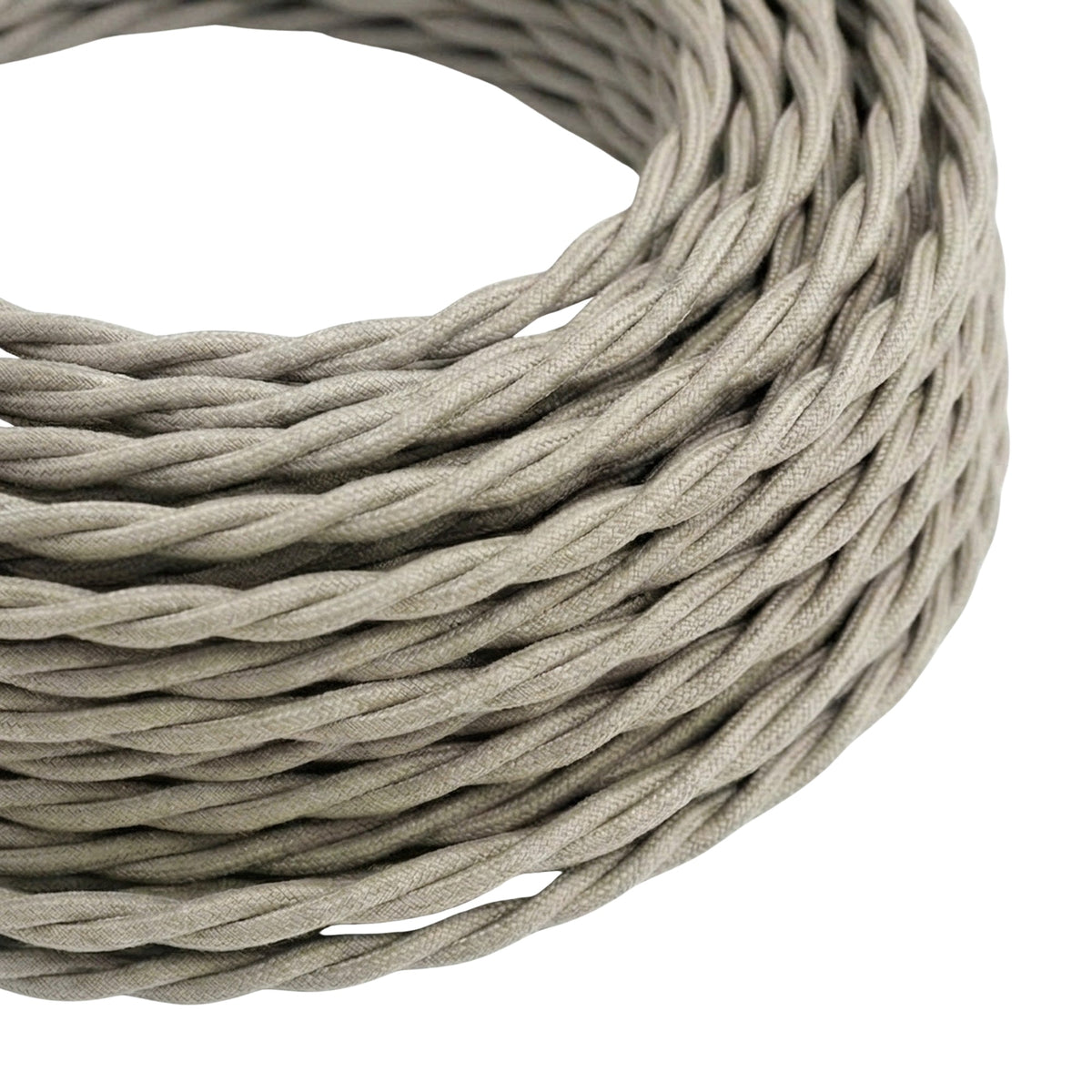 Cable textil trenzado efecto seda – Blanco perla